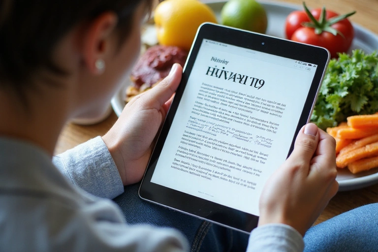 A person reading privacy policy on a tablet